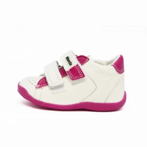 Detská kožená obuv Wanda, topánky na prvé kroky. bielo-ružové